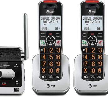 AT&T BL102-3 DECT 6.0 3-Handset Cordless Phone for Home with Answering Machine, Call Blocking, Caller ID Announcer, Audio Assist, Intercom, and Unsurpassed Range, Silver/Black