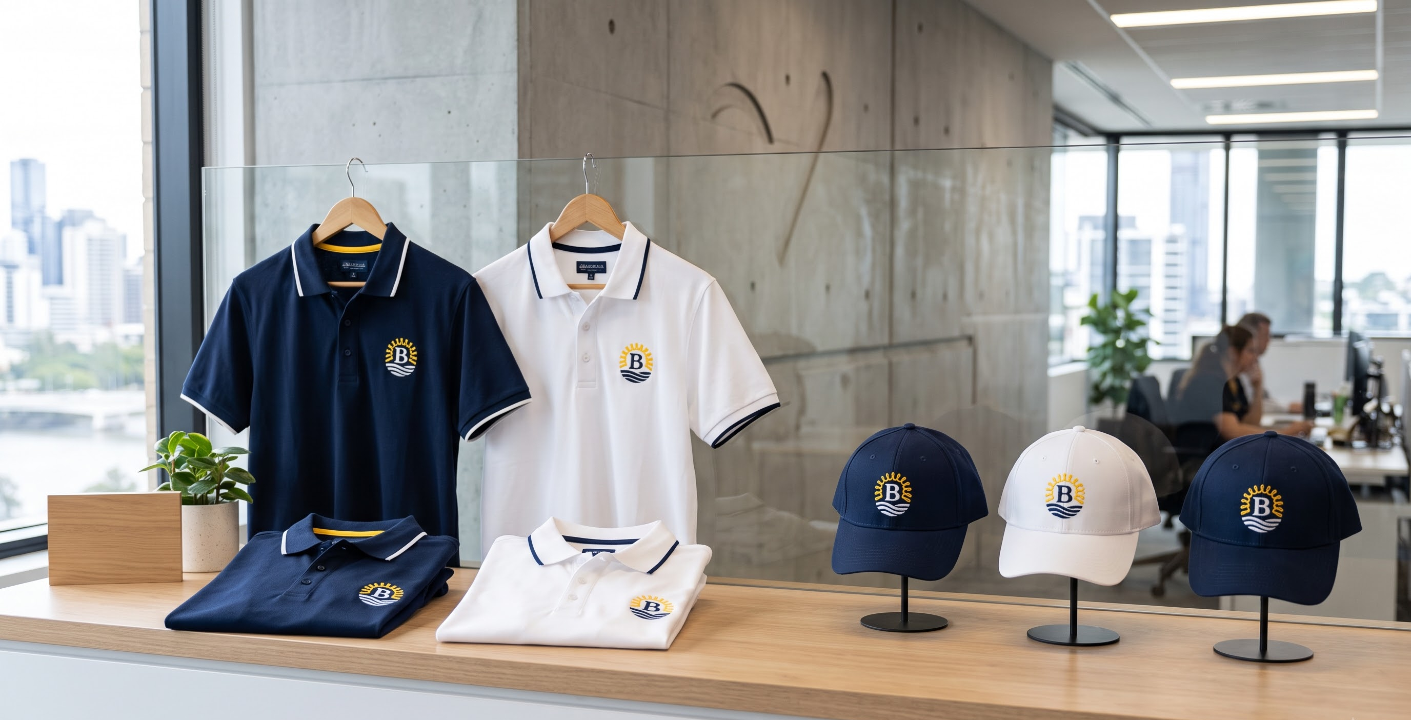 New business uniforms set up for a North Lakes company