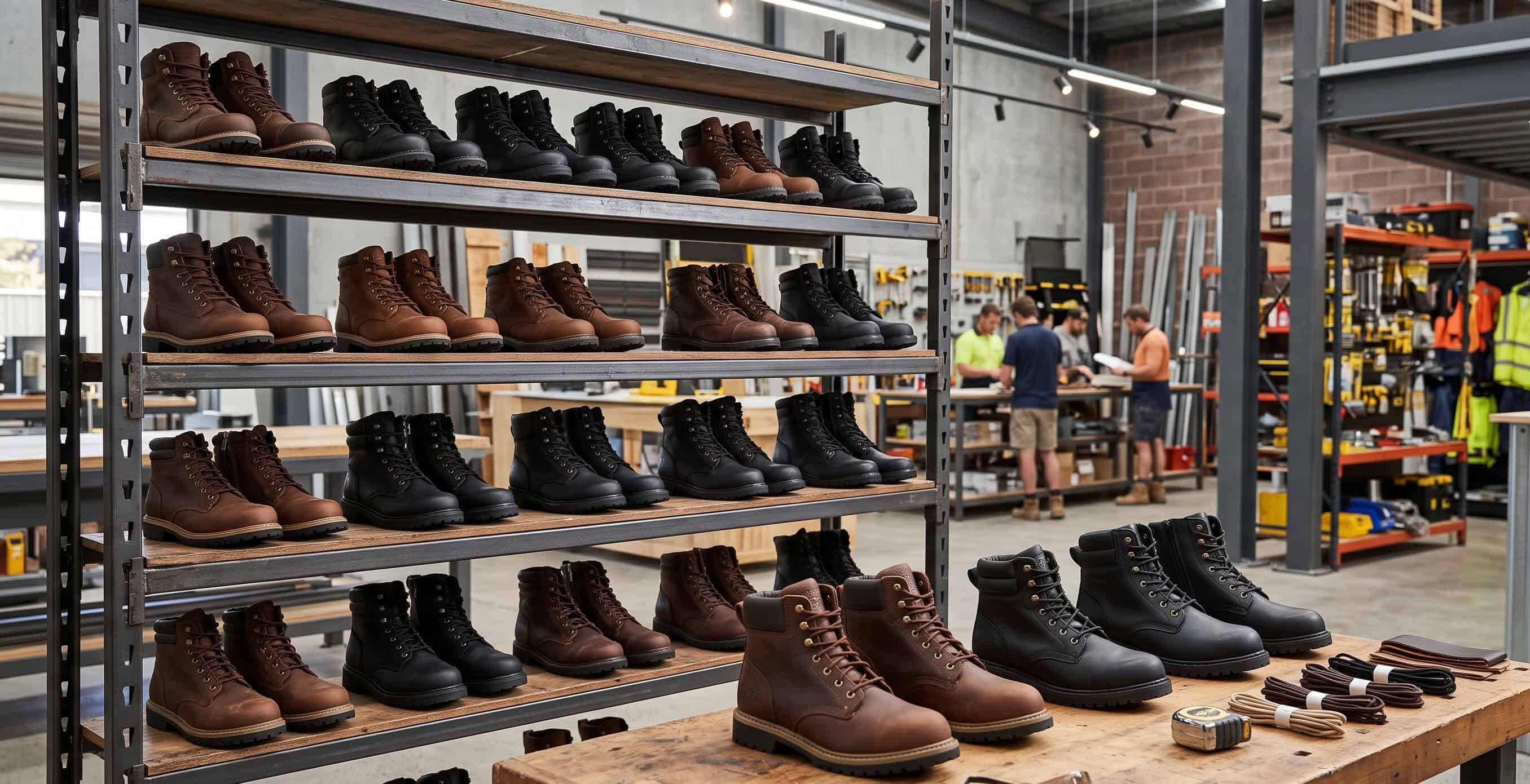 Range of steel-cap work boots for site work
