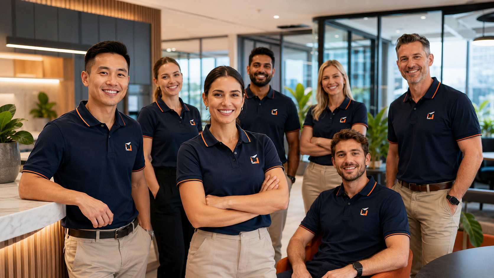 Embroidered corporate polos for a southside office team