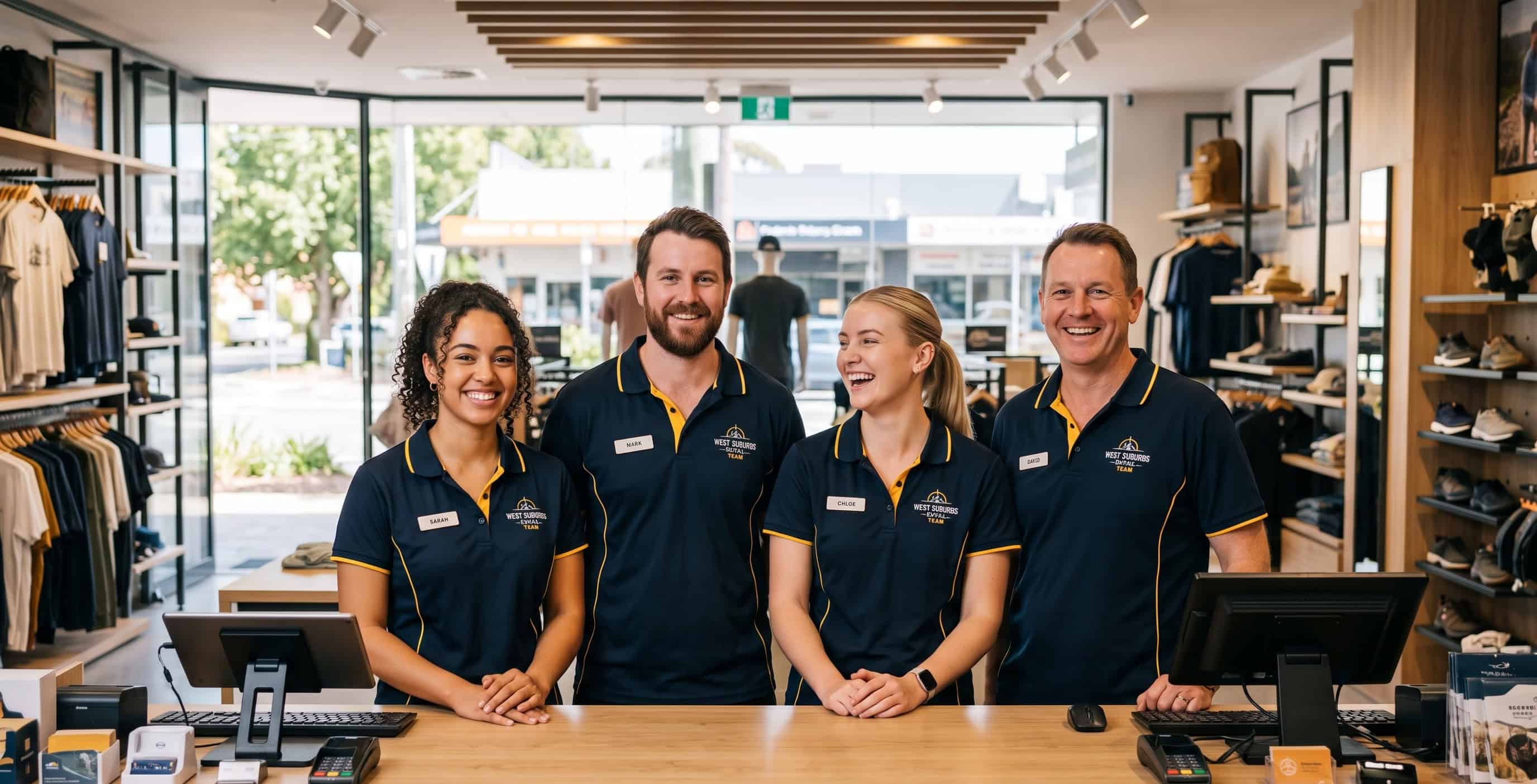 Embroidered polos for a western suburbs retail team