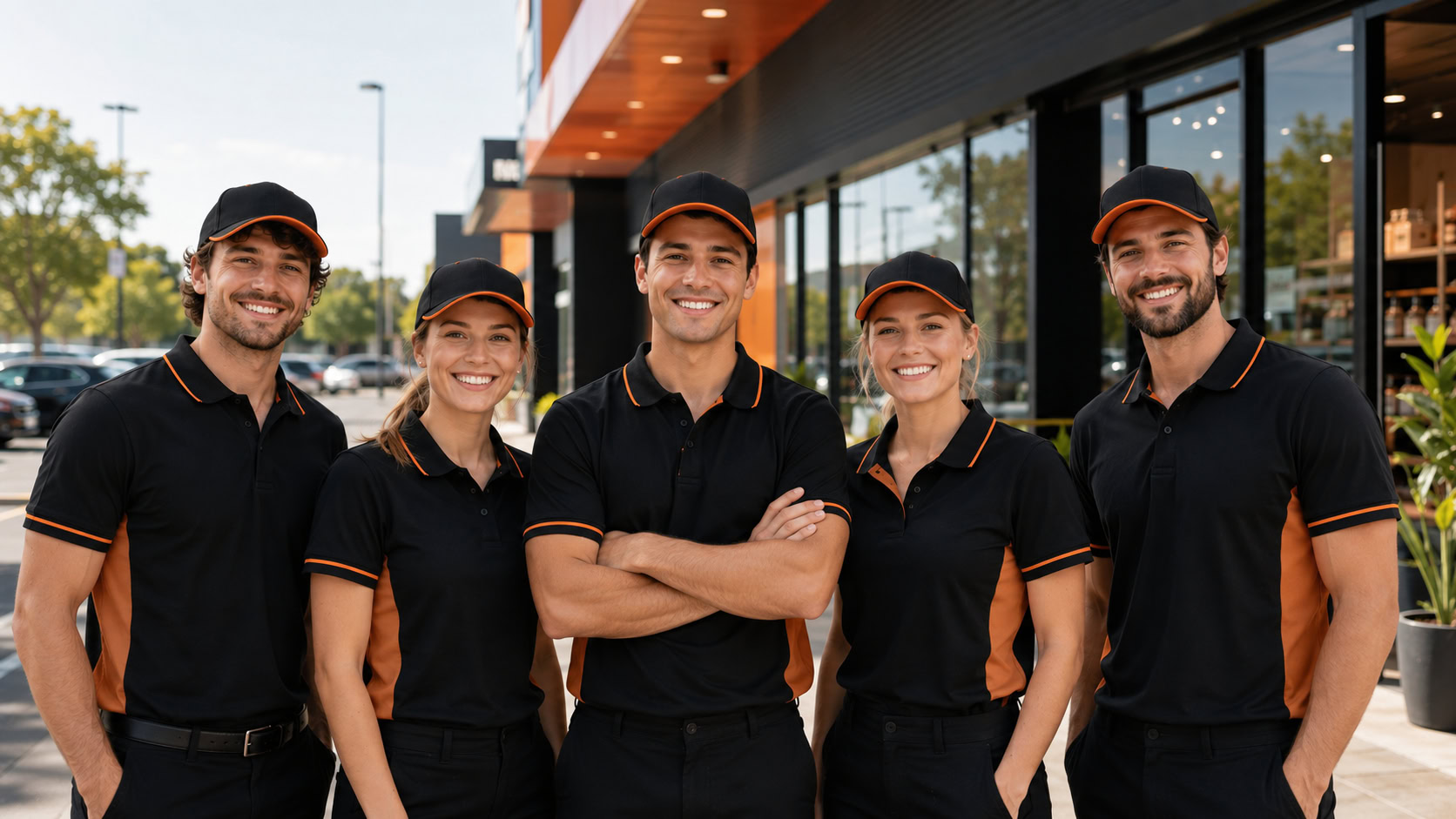 Branded polos and caps for a Browns Plains team