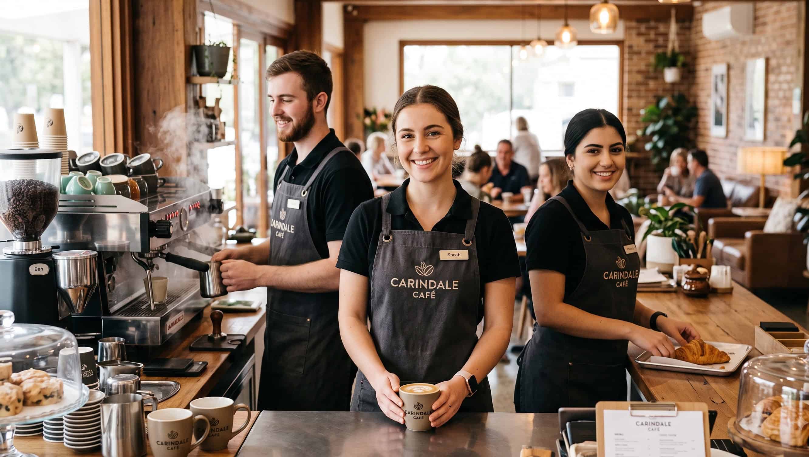 Branded aprons for a Carindale cafe