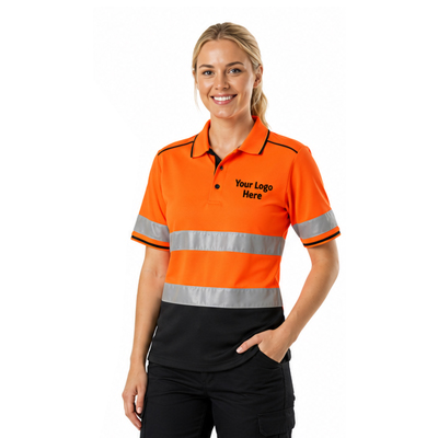 Women's Orange Hi-Vis Reflective Polo — Polos