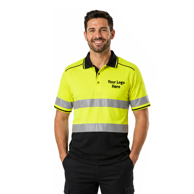 Men's Lime Hi-Vis Safety Polo — Polos