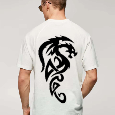 Dragon Tribal Graphic White T-Shirt — Tees