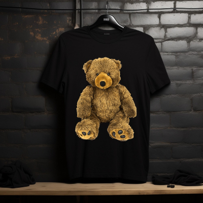 Cute Teddy Bear Graphic Black T-Shirt — Tees