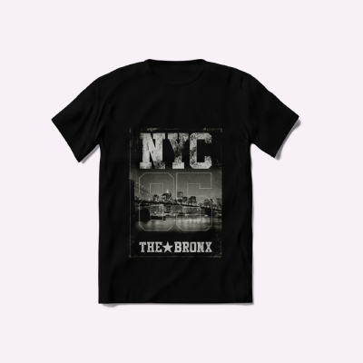 NYC The Bronx Vintage Skyline Black T-Shirt — Mens Tees