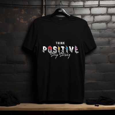 Think Positive Stay Strong Black T-Shirt — Tees