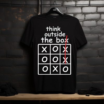 Think Outside the Box Tic-Tac-Toe Black T-Shirt — Mens Tees