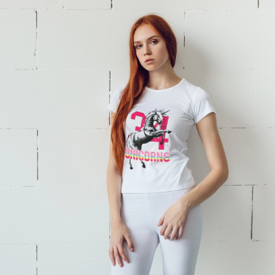 Unicorns #34 Varsity Graphic T-Shirt – White — Tees