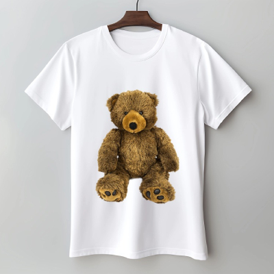 Cute Teddy Bear Graphic T-Shirt – White — Tees