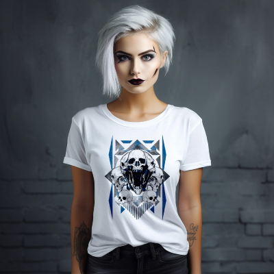 Geometric Skull Art White T-Shirt — Tees