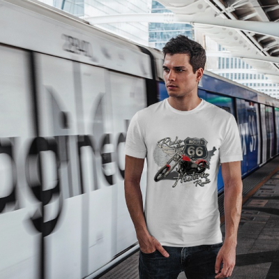 Route 66 Ride Forever Biker Graphic T-Shirt – White — Tees