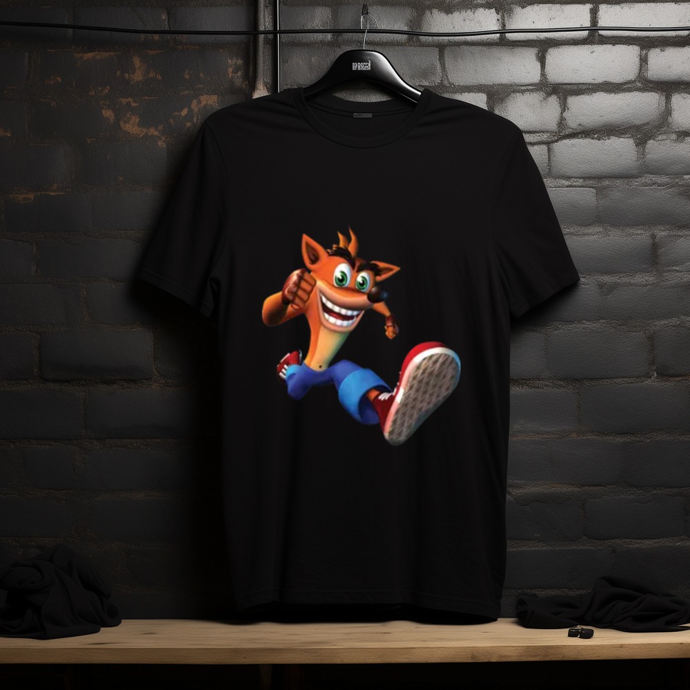 Crash Bandicoot Running Graphic T-Shirt – Black Casual Gamer Tee — Tees