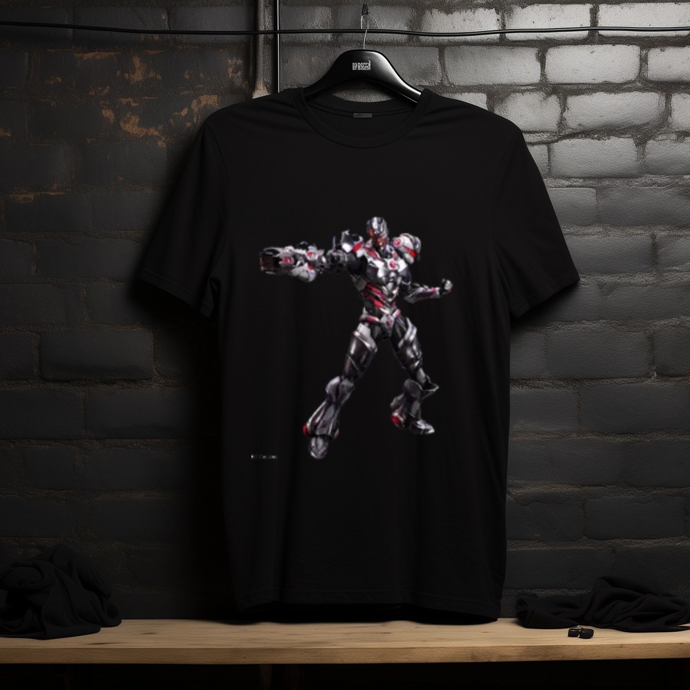 Futuristic Battle Robot Graphic T-Shirt – Black Sci-Fi Warrior Tee — Tees