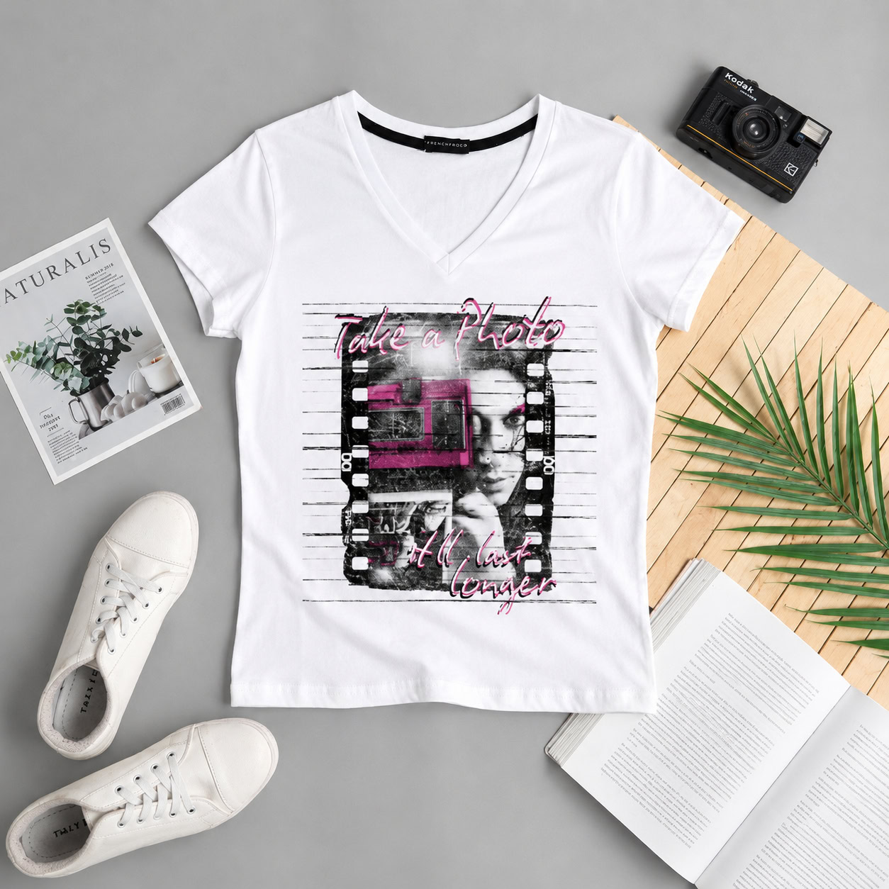 Retro Film Frame Photography Graphic V-Neck T-Shirt — Tees