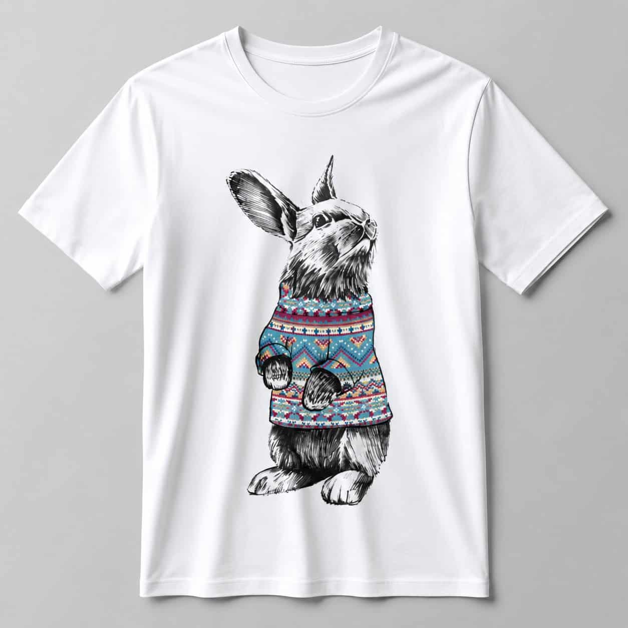 Cute Bunny Winter Sweater Graphic T-Shirt — Tees