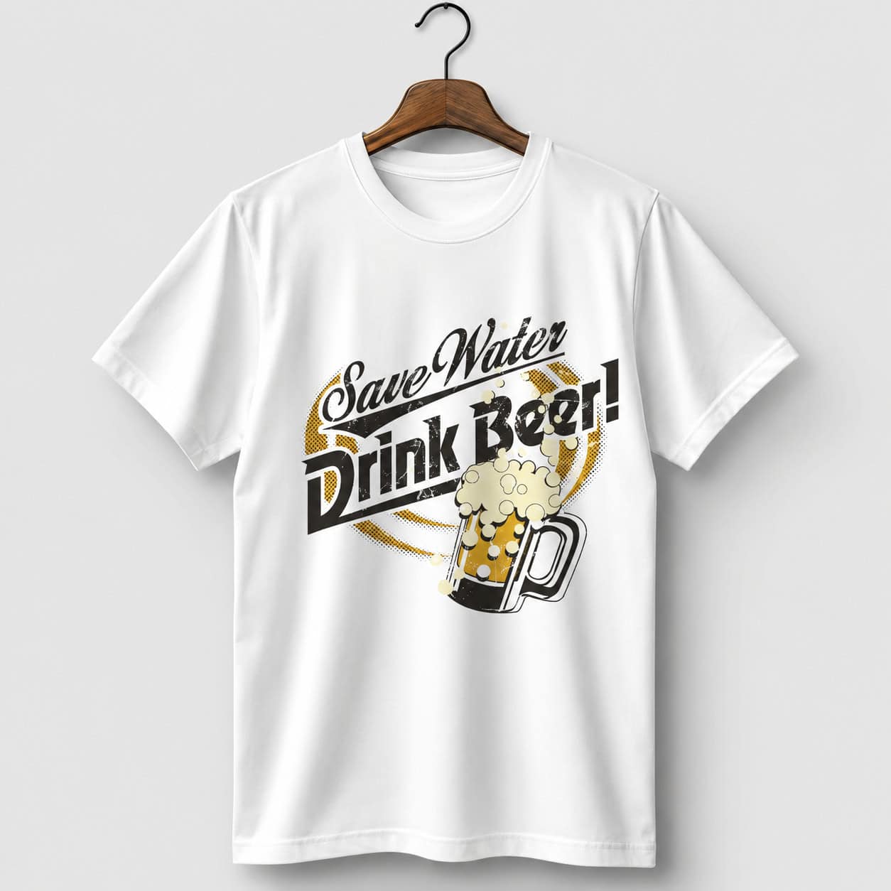 Save Water Drink Beer Graphic Printed White T-Shirt for Men — Tees