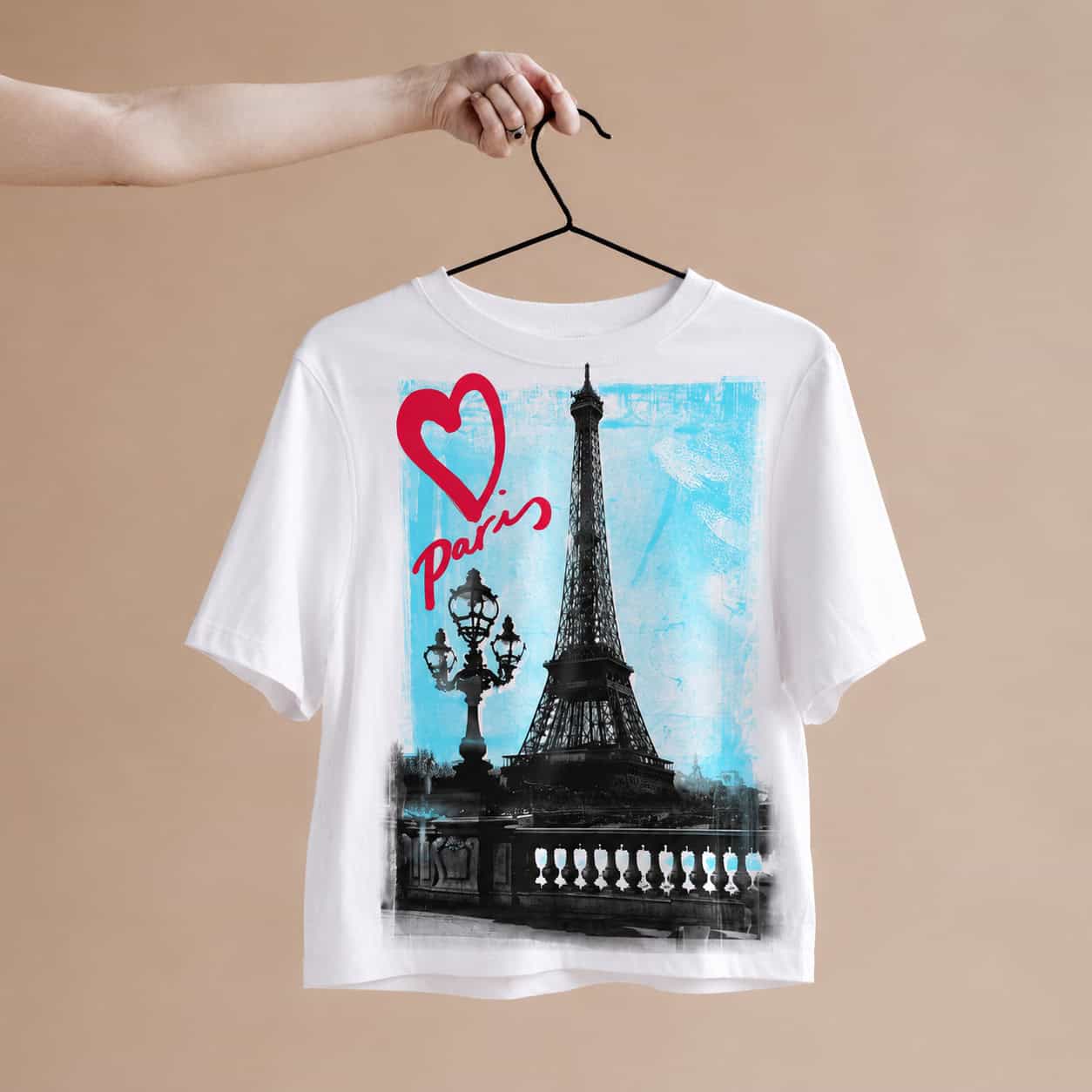 Paris Eiffel Tower Graphic Printed White T-Shirt — Tees