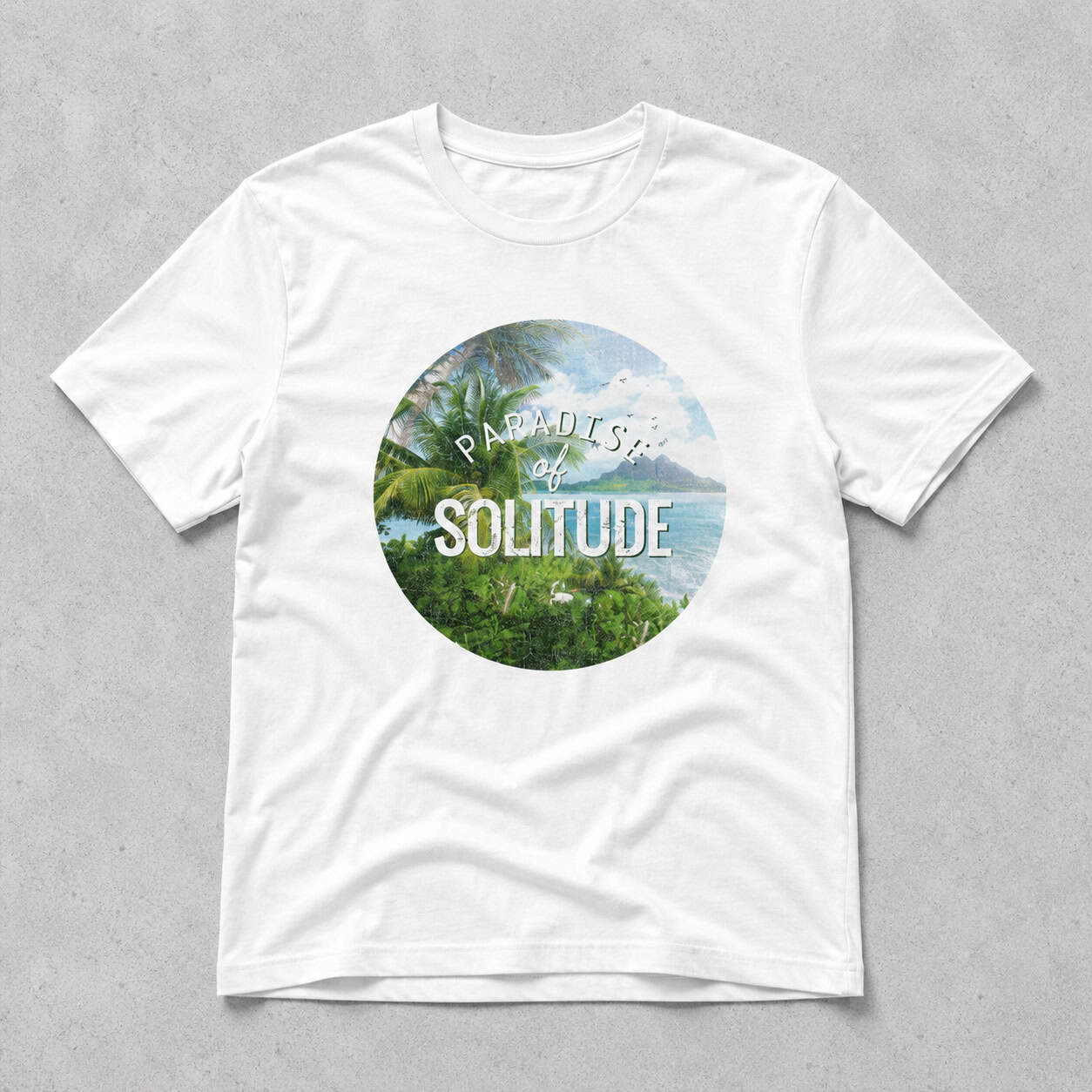 Paradise of Solitude Tropical Graphic White T-Shirt — Tees