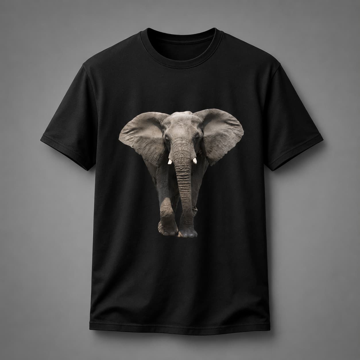 Majestic Elephant Graphic Black T-Shirt — Tees