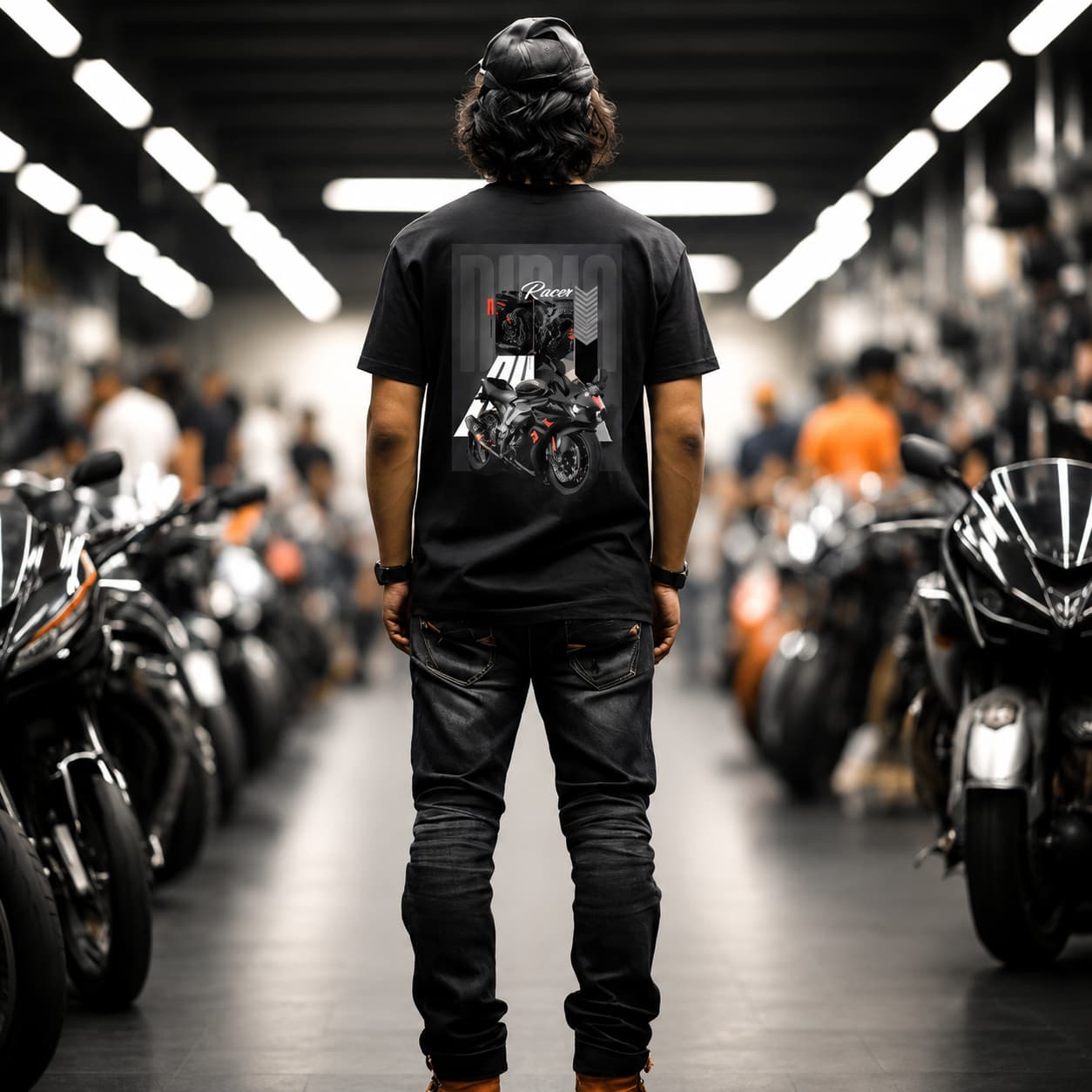 Bike Racer Graphic Printed Oversized T-Shirt for Men — Tees