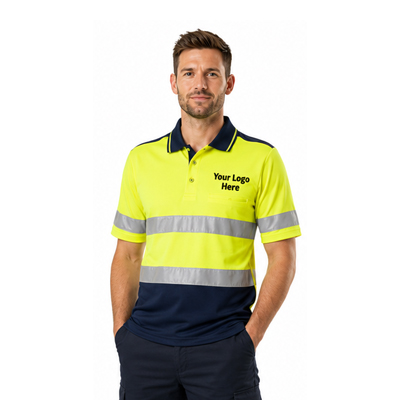 Two-Tone Lime & Navy Work Polo — Polos