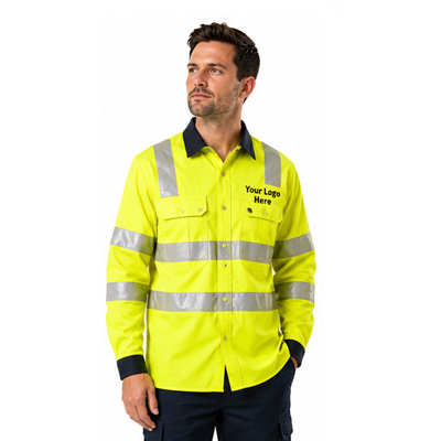 Premium Hi-Vis Long Sleeve Safety Shirt — Hi-Vis
