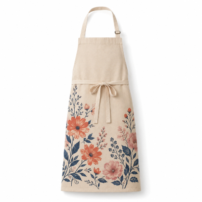 Floral Print Canvas Apron — Aprons