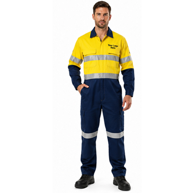 Yellow Navy Protective Coverall — Workshop Coveralls