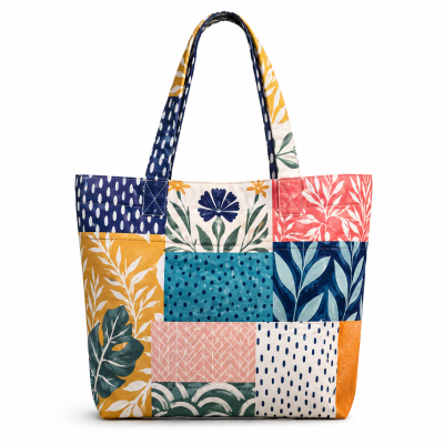 Colourful Patchwork Printed Tote Bag — Bags