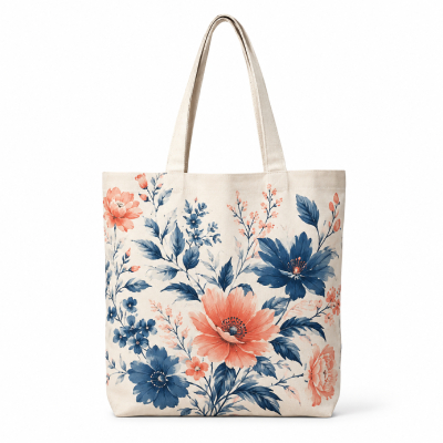 Floral Printed Canvas Tote Bag — Bags