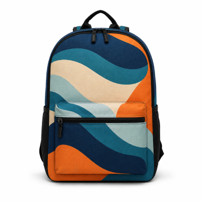 Abstract Wave Printed Backpack — Bags