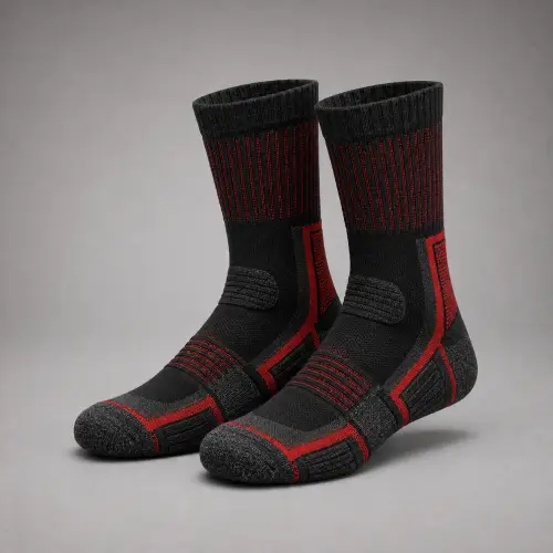 Black & Red Technical Performance Work Socks — Socks & Insoles
