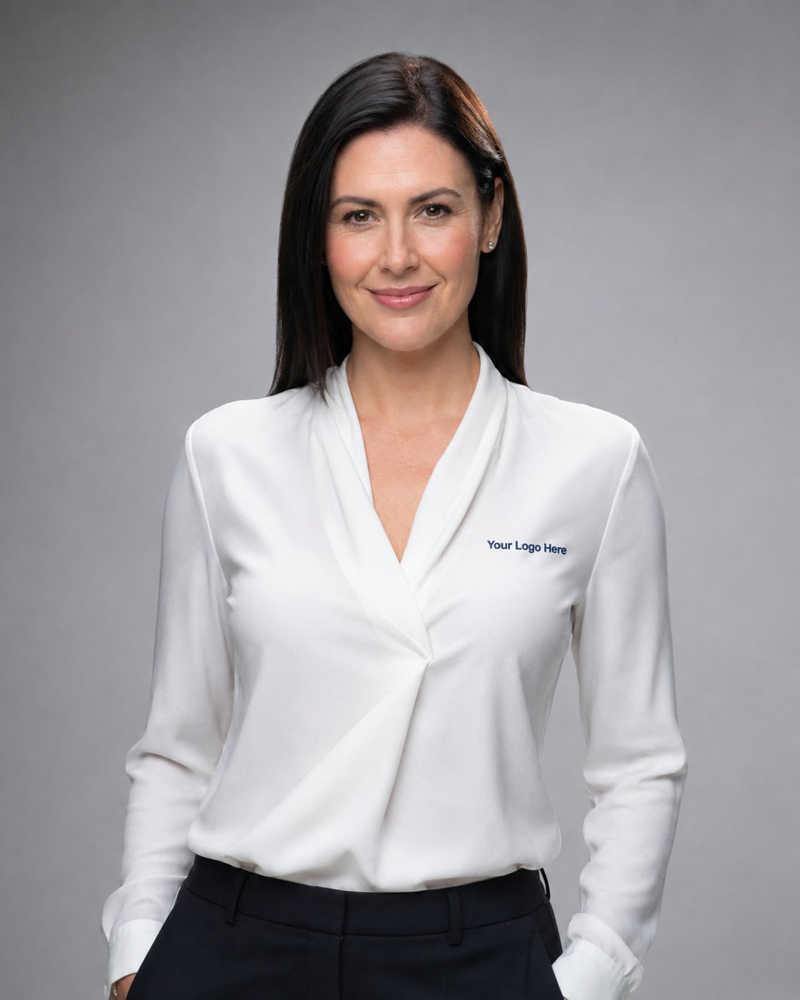 Classic White V-Neck Blouse — Blouses
