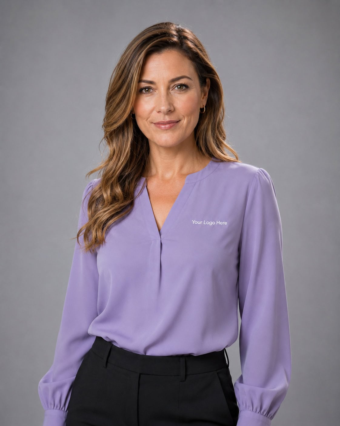 Lilac V-Neck Corporate Blouse — Blouses