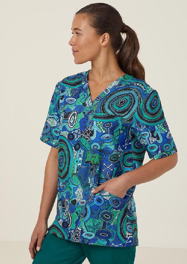 Warlu Indigenous Scrub V-Neck Top — Scrubs