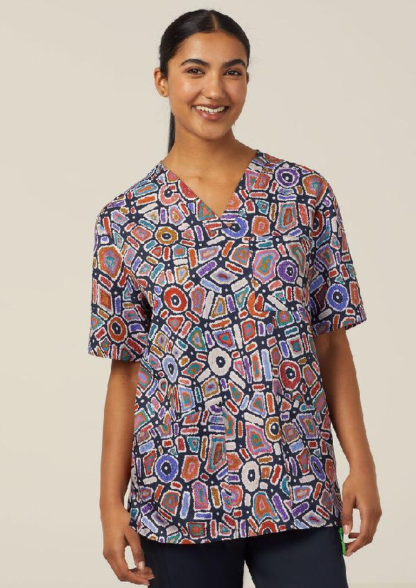 Water Dreaming Indigenous Scrub Top — Scrubs