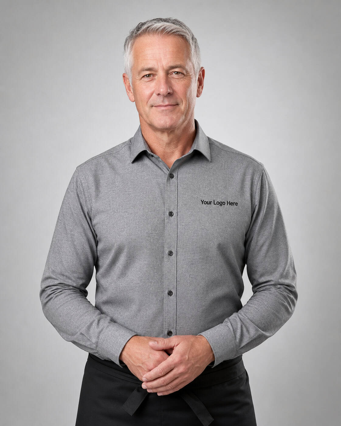 Charcoal Long-Sleeve Service Shirt – Men — Front of House Shirts