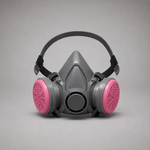 Grey & Pink Dual-Filter Respirator — Respiratory