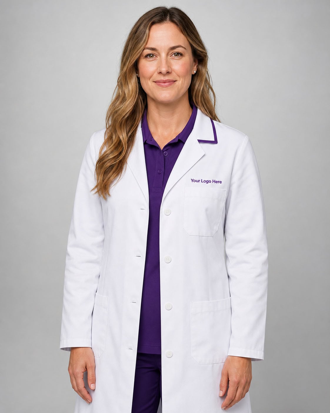 Purple Trim Healthcare Lab Coat — Medical & Scrubs