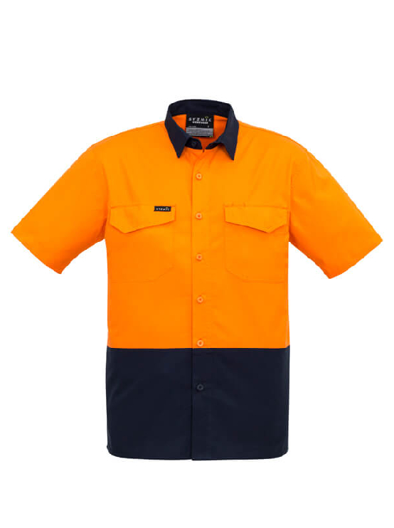 Mens Rugged Cooling Hi Vis Spliced S/S Shirt — Hi-Vis