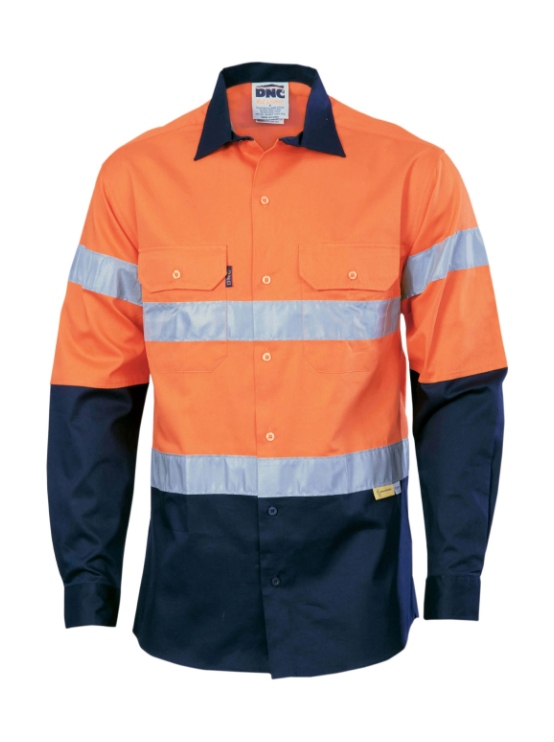 Hi Vis Drill L/S Shirt with 3M R/Tape — Hi-Vis