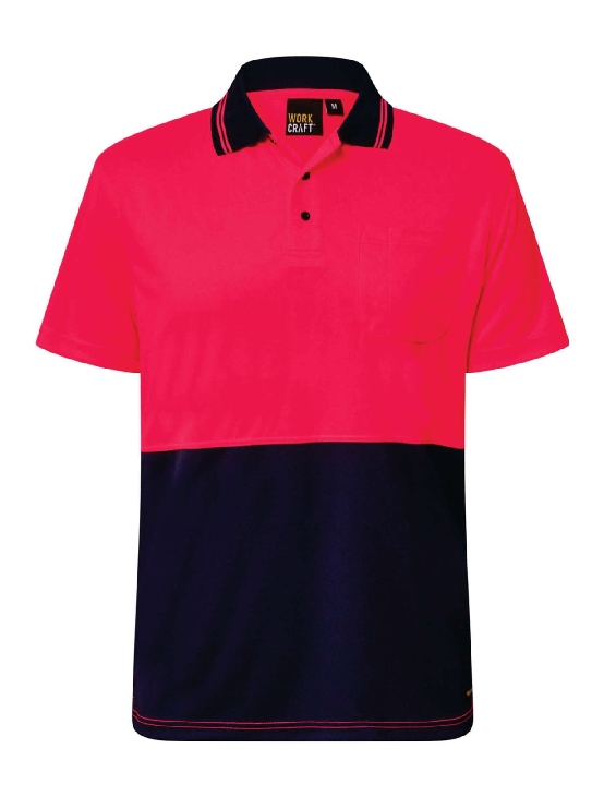 Hi Vis Two Tone Short Sleeve Micromesh Polo with Pocket — Hi-Vis