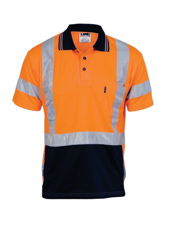 Hi Vis D/N Cool Breathe Polo X Back & Additional R/Tape on back — Hi-Vis