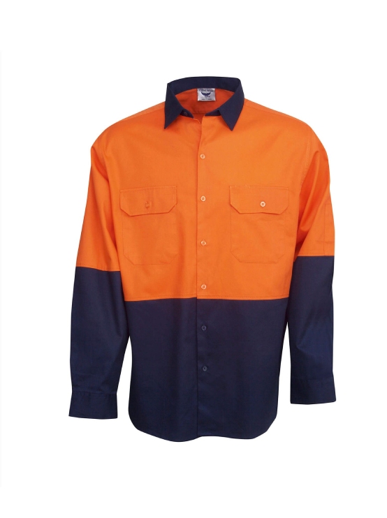 Hi Vis Cotton Drill Work Shirt — Hi-Vis