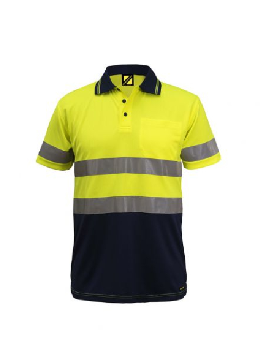 Hi Vis Two Tone Short Sleeve Micromesh Polo with Pocket and CSR Reflective Tape — Hi-Vis