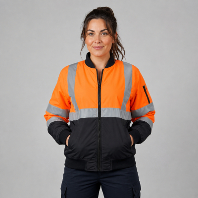 Women’s Orange Hi-Vis Bomber Jacket — Hi-Vis Jackets