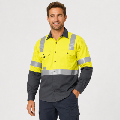 Lime & Charcoal Reflective Work Shirt — Hi-Vis Shirts